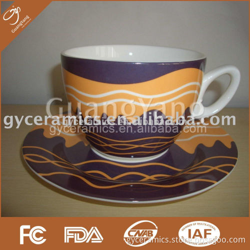 S/6 strengthened bone china tea cup(250cc, CJ shape) & saucer in round gift box